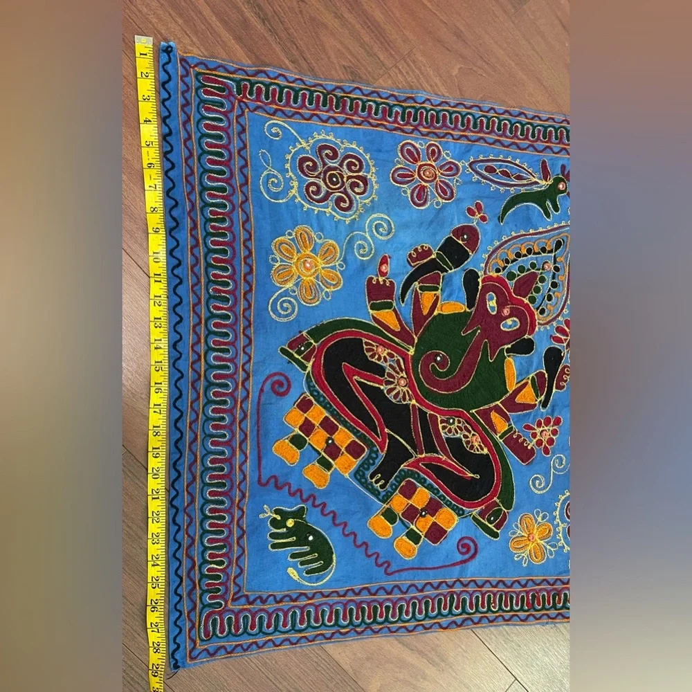 Amazing vintage Lord Ganesha wall tapestry embroidered